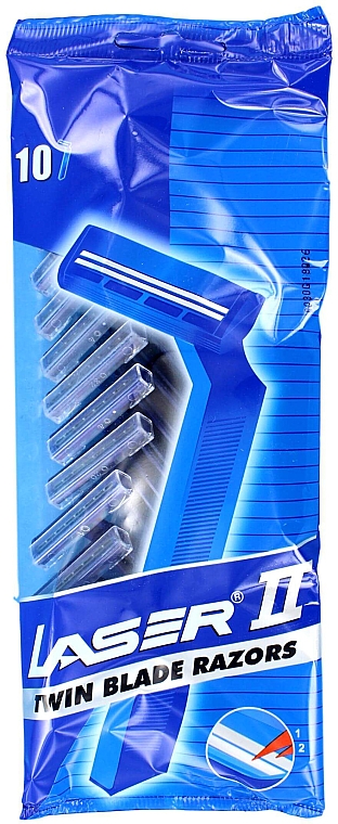 Одноразовые мужские станки для бритья, 10 шт. - Laser II For Men Twin Blade Razors — фото N1