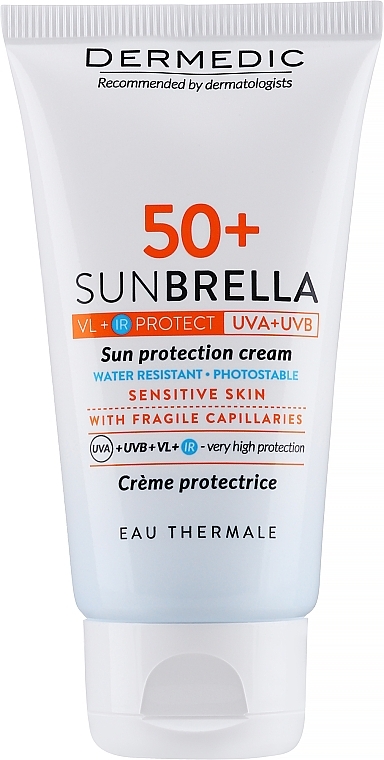 Сонцезахисний крем для шкіри з розширеними капілярами - Dermedic Sunbrella Sun Protection Cream Sensitive Skin SPF 50+ — фото N1