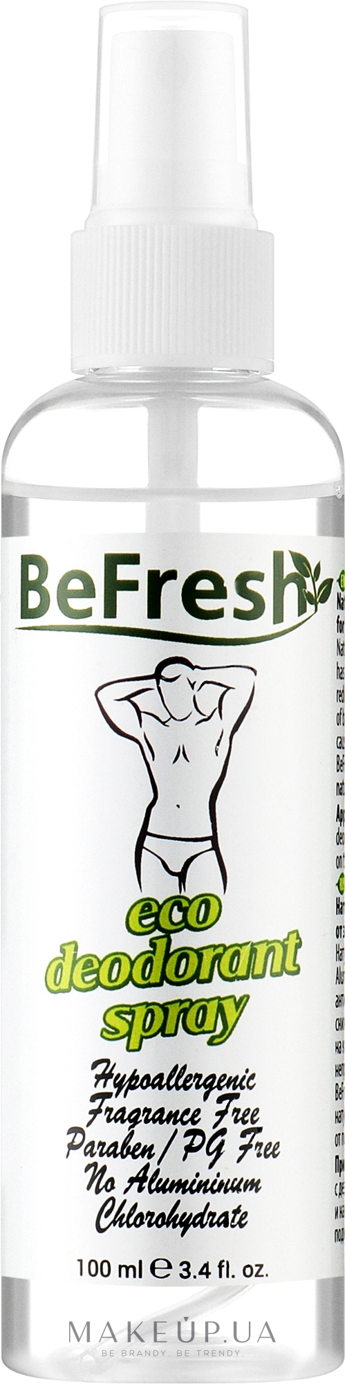 Дезодорант-спрей без запаху для тіла BeFresh, чоловічий - BeFresh Organic Deodorant Spray — фото 100ml