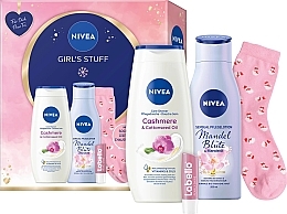 Набор - NIVEA Girl's Stuff (sh/gel/250ml + b/lotion/200ml + lip/balm/5,5ml + socks) — фото N1