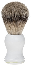 Помазок для бритья с ворсом барсука, пластик, белый - Golddachs Finest Badger Plastic White — фото N1