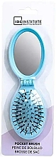 Щітка для волосся з дзеркальцем, синя - IDC Institute Pocket Pop Out Brush With Mirror (блістер) — фото N1