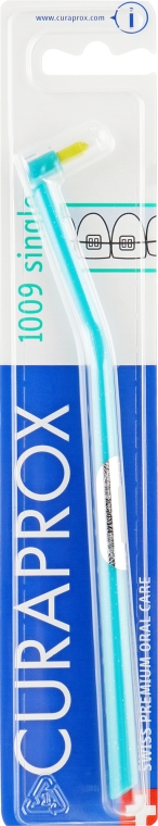 Монопучкова зубна щітка "Single CS 1009", бірюзово-салатова - Curaprox — фото N1
