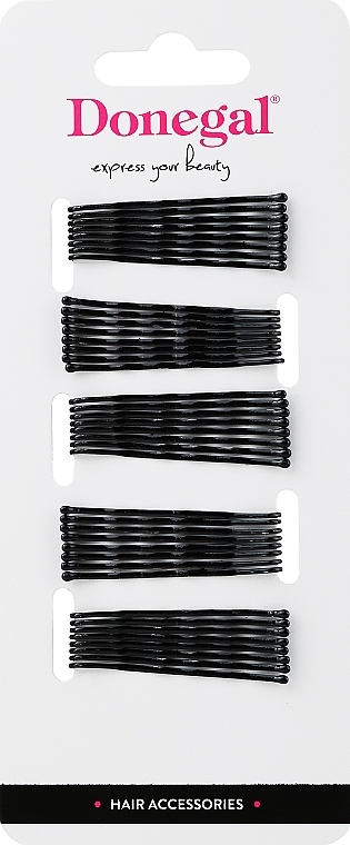 Затискачі для волосся, чорні, 4,3 см, 50 шт. - Donegal Bobby Pin Black Small — фото N1