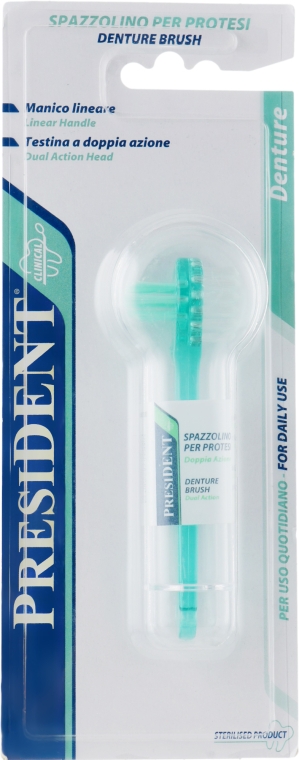 Щетка для чистки зубных протезов, зеленая - PresiDENT — фото N1