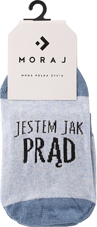 Жіночі короткі шкарпетки з кумедними написами, блакитні - Moraj — фото N1