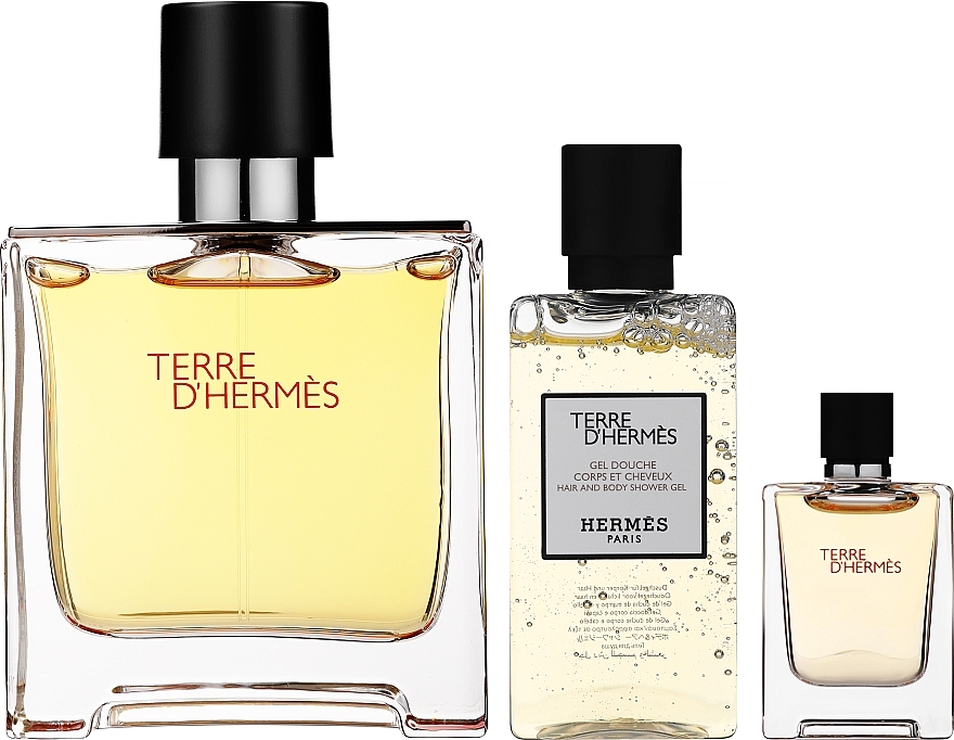 Hermes Terre d'Hermes - Набор (parfum/75ml + sh/gel/40ml + parfum/5ml) — фото N2