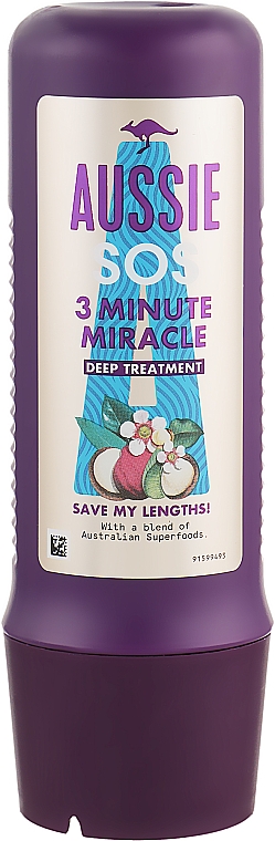 Бальзам-ополіскувач для волосся - Aussie SOS Save My Lengths! 3 Minute Miracle Deer Tratment