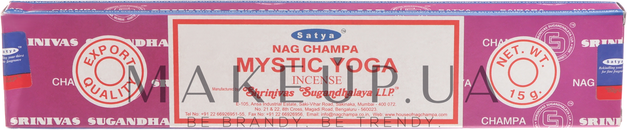 Благовония "Мистическая йога" - Satya Mystic Yoga Incense — фото 15g