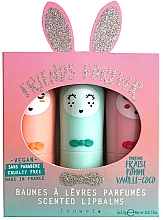 Парфумерія, косметика Набір бальзамів для губ - Inuwet Friends Forever Aqua Bunny Lip Balm Set (3x3.5g)