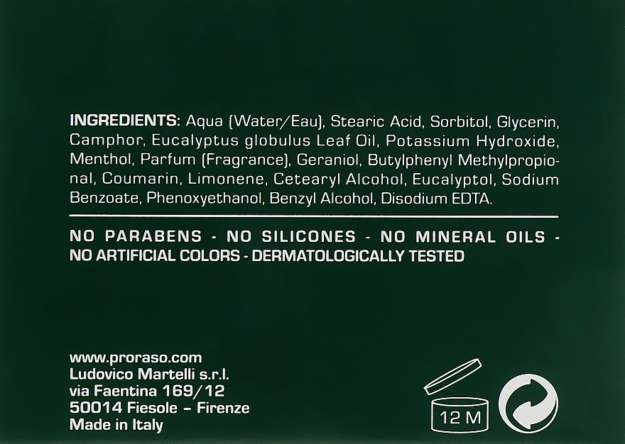 УЦІНКА Крем до гоління з екстрактом евкаліпта і ментолу - Proraso Green Line Pre-Shaving Refreshing and Toning Cream * — фото N6