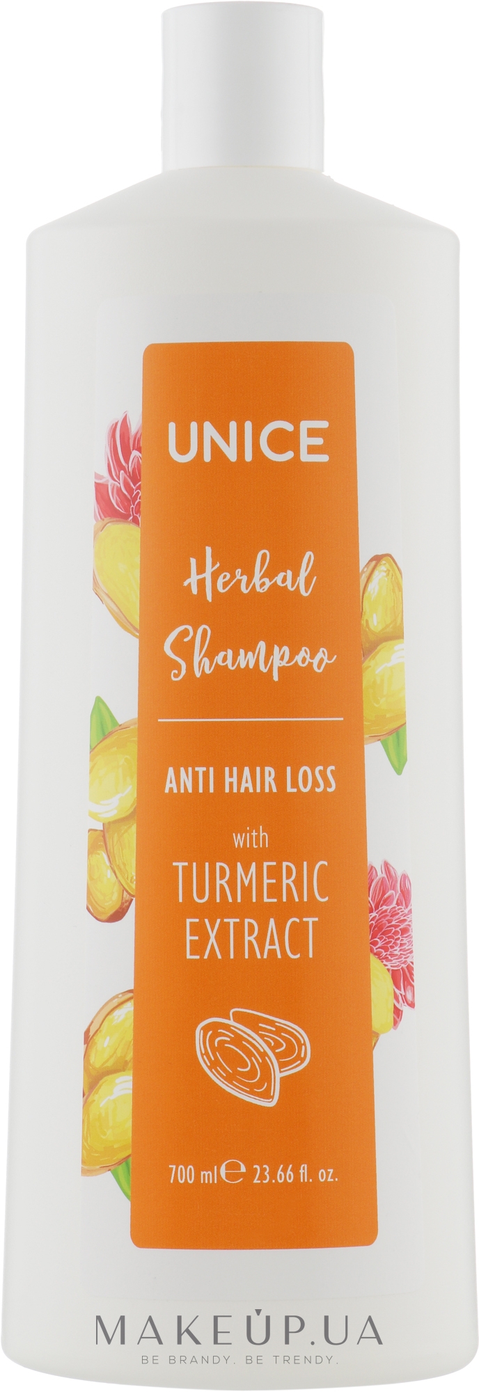 Восстанавливающий растительный шампунь с куркумой - Unice Herbal Shampoo Anti Hair Loss — фото 700ml