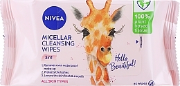 Парфумерія, косметика Біорозкладані міцелярні серветки для зняття макіяжу - NIVEA Biodegradable Micellar Cleansing Wipes 3 In 1 Giraffe