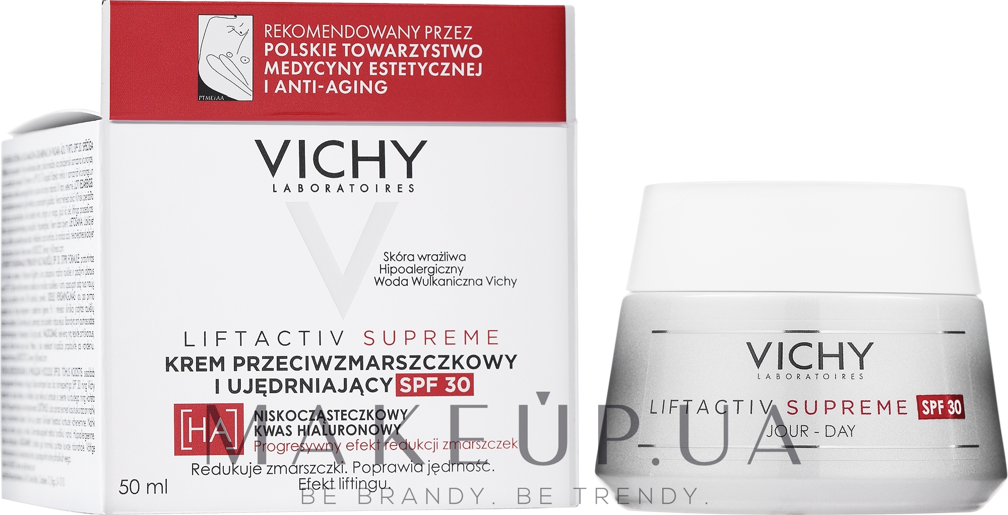 Засіб тривалої дії: корекція зморшок та пружність шкіри, антивіковий крем з сонцезахисним фактором SPF30, для всіх типів шкіри - Vichy Liftactiv Supreme Day Cream SPF30 For All Skin Types — фото 50ml