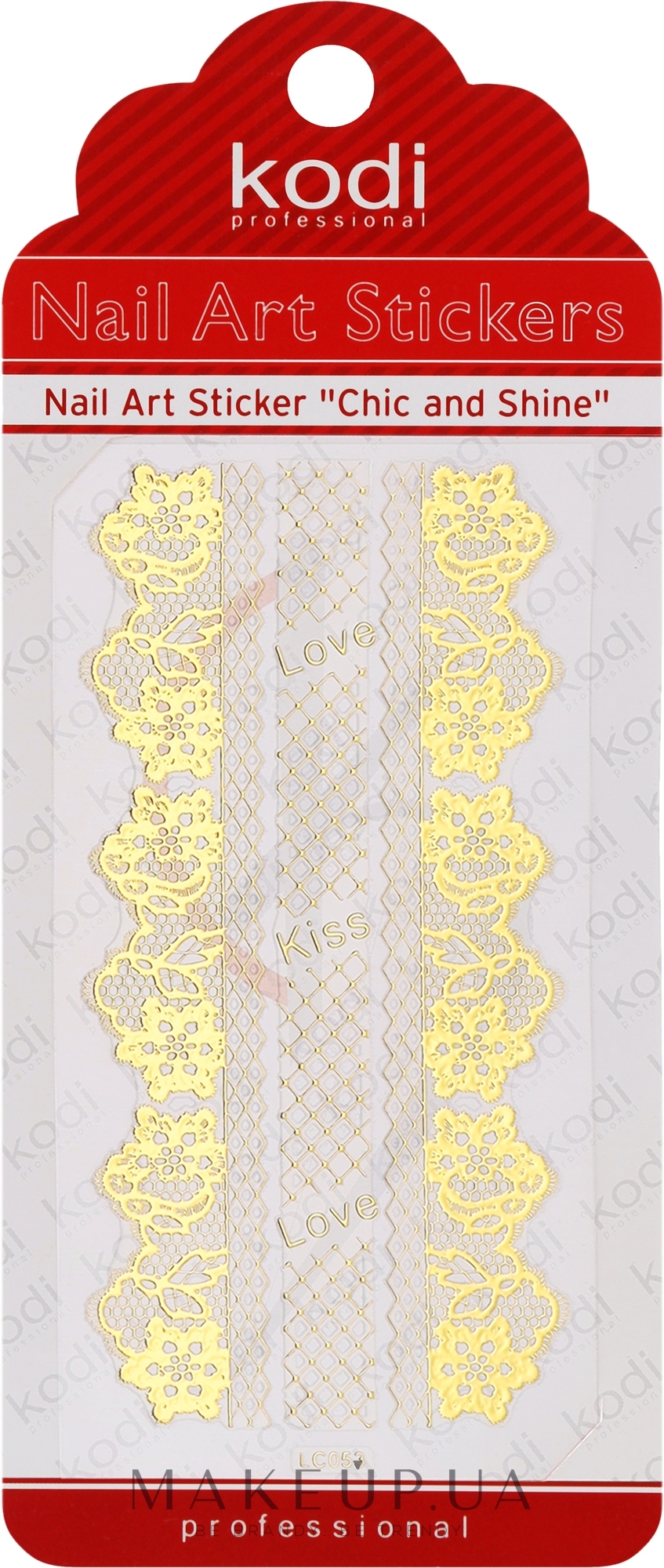 Наклейки для дизайна ногтей - Kodi Professional Nail Art Stickers LC053 — фото Gold
