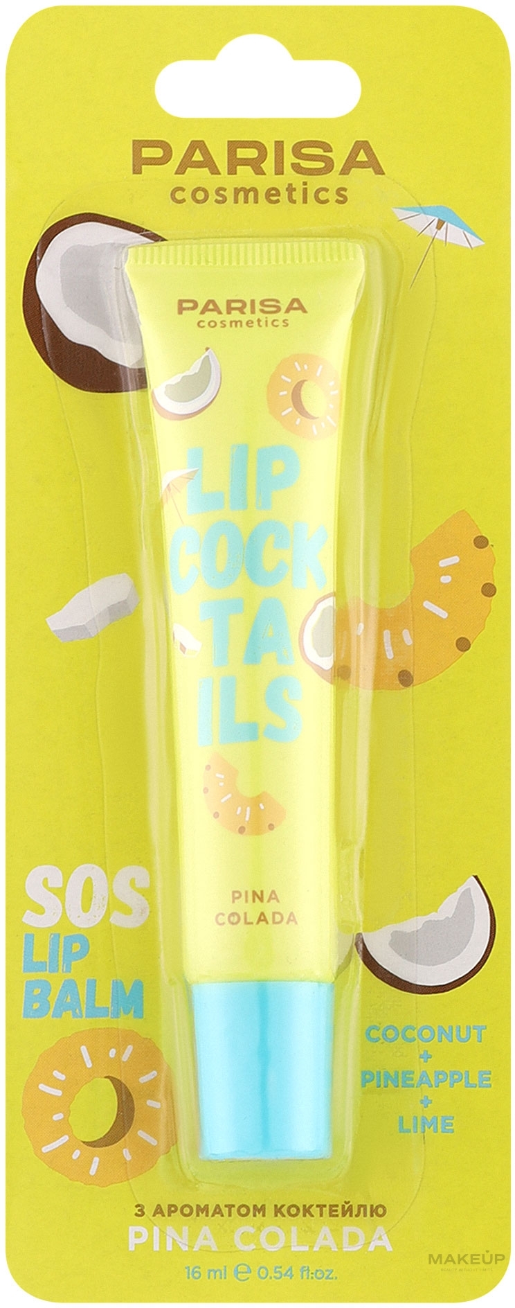 SOS-бальзам для губ с ароматом коктейля - Parisa Cosmetics Lip-Cocktails — фото Pina Colada