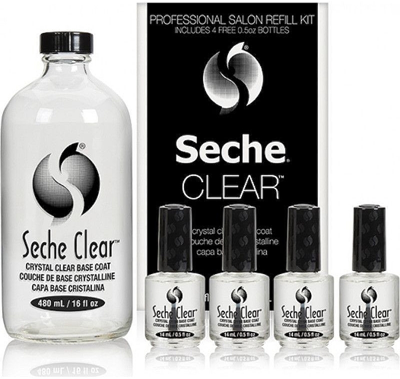 Набор - Seche Vite Professional Salon Clear Crystal Base Coat Kit (base/coat/480ml + base/coat/4x14ml) — фото N1