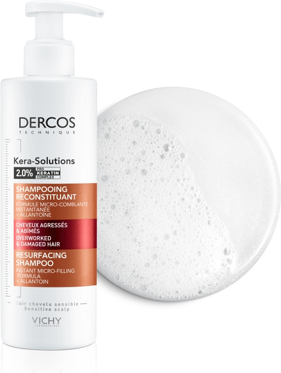 Шампунь для реконструкции поверхности поврежденных ослабленных волос - Vichy Dercos Kera-Solutions Resurfacing Shampoo  — фото N2