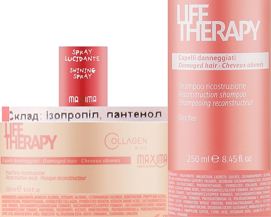 Набор - Maxima Life Therapy & Free Style (mask/250ml + shmp/250ml + h/spray/200ml + comb) — фото N3