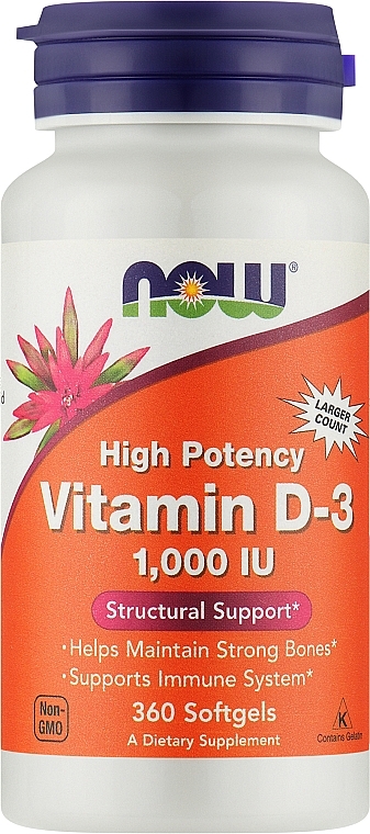 Желатиновые капсулы "Витамин Д3" - Now Foods Vitamin D3 1000 IU — фото N2