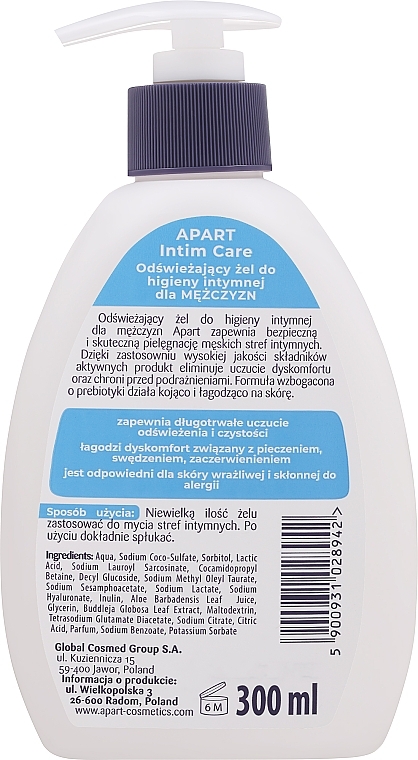 Гель для інтимної гігієни для чоловіків - Apart Natural Men Intim Care Refreshing Intimate Hygiene Gel — фото N2