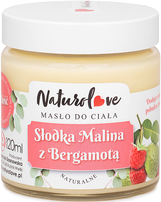 Натуральное масло для тела "Сладкая малина с бергамотом" - Naturolove Body Butter — фото N1