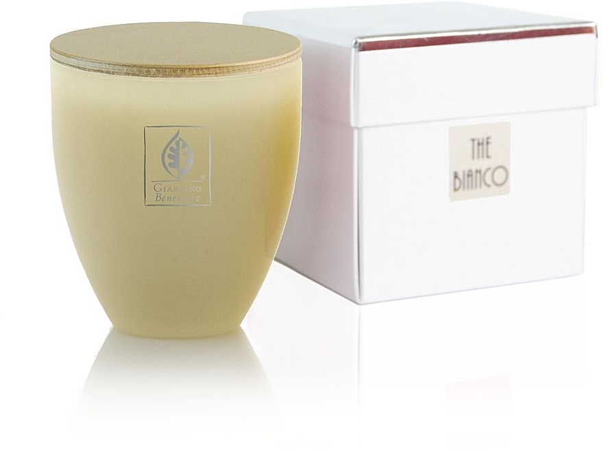 Giardino Benessere The Bianco - Парфюмированная свеча в бледно-желтом стакане — фото N2