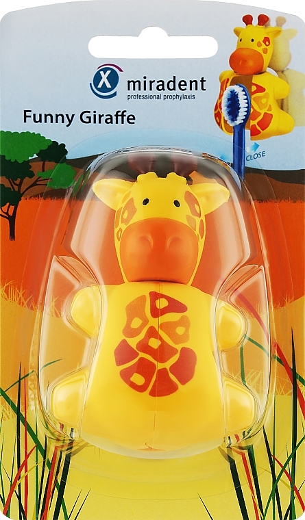 УЦЕНКА Детский гигиенический футляр для зубной щетки, жираф - Miradent Funny Animals Holder For The Brush Giraffe * — фото N1