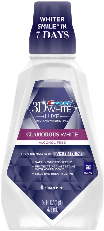 Відбілюючий ополіскувач для порожнини рота - Crest 3D White Luxe Glamorous Multi-Care Whitening Mouthwash Fresh Mint — фото N1