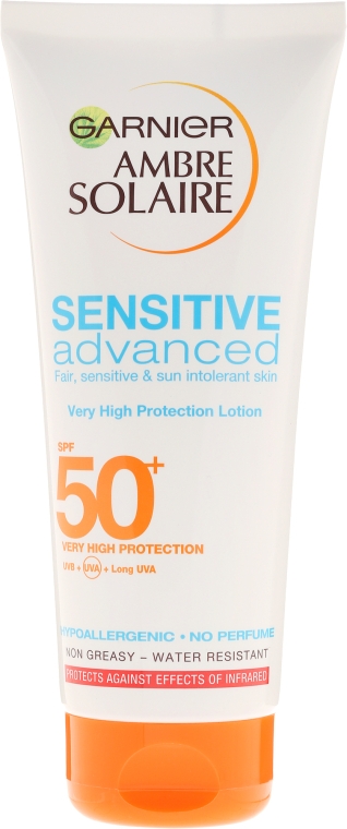 Сонцезахисне молочко для чутливої шкіри - Garnier Ambre Solaire Sensitive Advanced SPF 50+