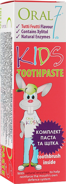 Детский набор "Дерзкий кролик" - Oral7 Kids Toothpaste ( toothpaste/65g + toothbrush)