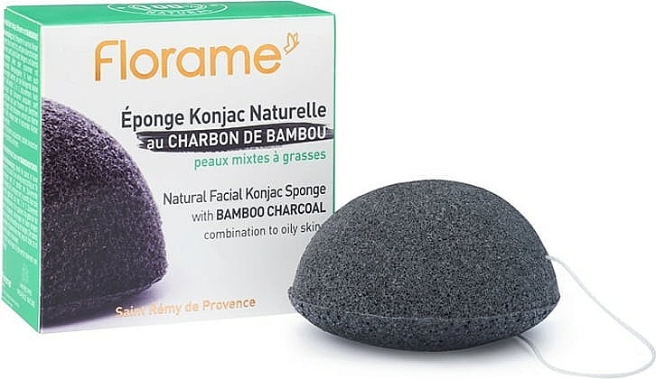 Спонж для жирної та комбінованої шкіри - Florame Natural Facial Konjac Sponge With Bamboo Charcoal — фото N1