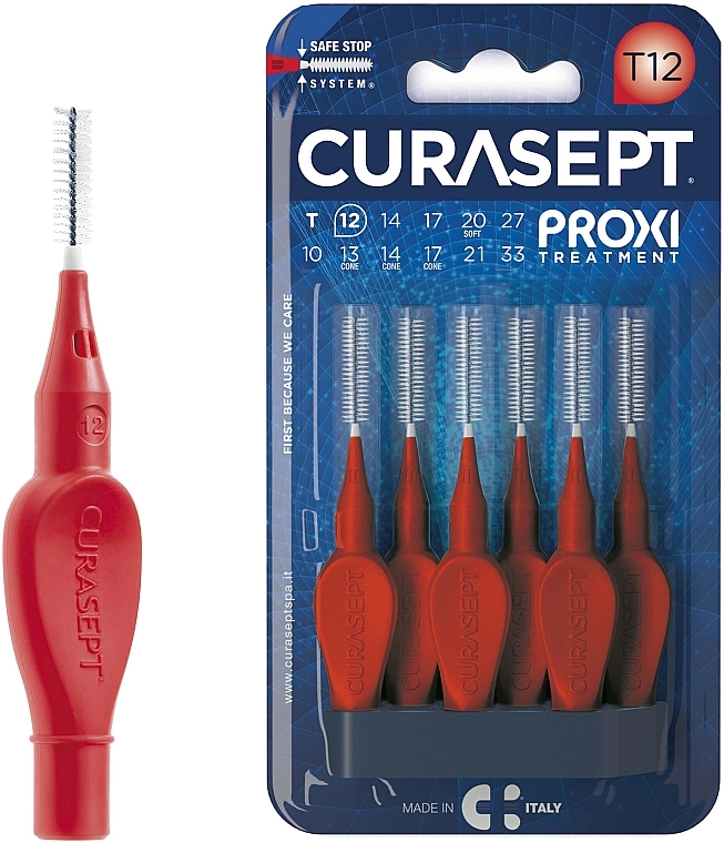 Межзубные ершики 1.2 мм, 6 шт., красные - Curaprox Curasept Proxi Treatment T12 Red — фото N1