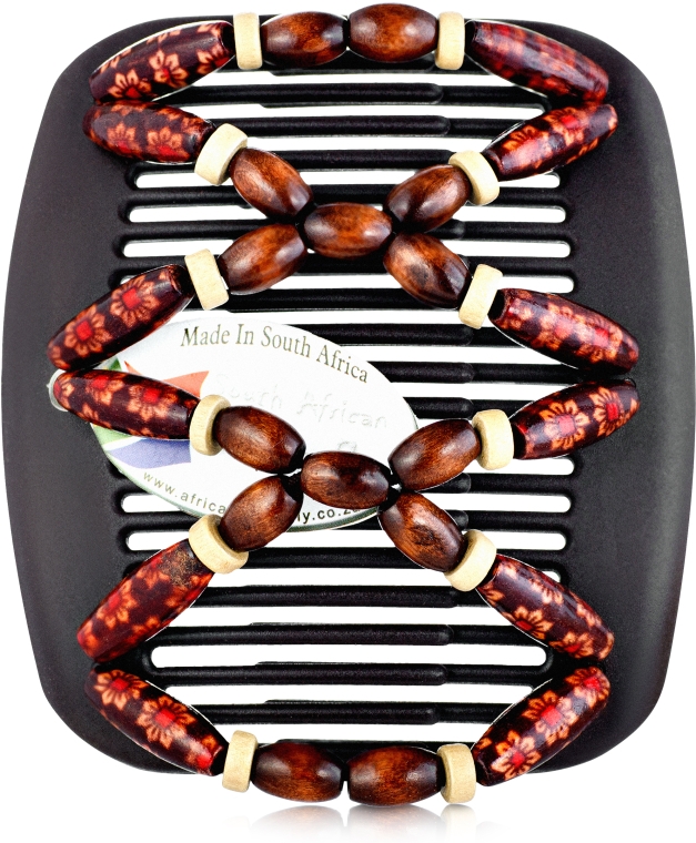 Заколка для волос Beada 010, на коричневых гребнях - African Butterfly Hair Clip — фото N1