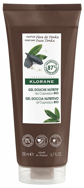 Живильний гель для душу з органічними бобами тонка - Klorane Nutrition Shower Gel Nutritious Tonka Beans — фото N1