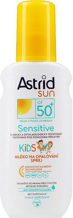 Детское солнцезащитное молочко в спрее для чувствительной кожи SPF 50 - Astrid Sun Sensitive Kids — фото N1