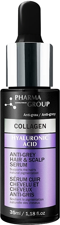 Сыворотка против седины - Pharma Group Laboratories Collagen & Hyaluronic Acid Anti-Grey Hair & Scalp Serum — фото N1