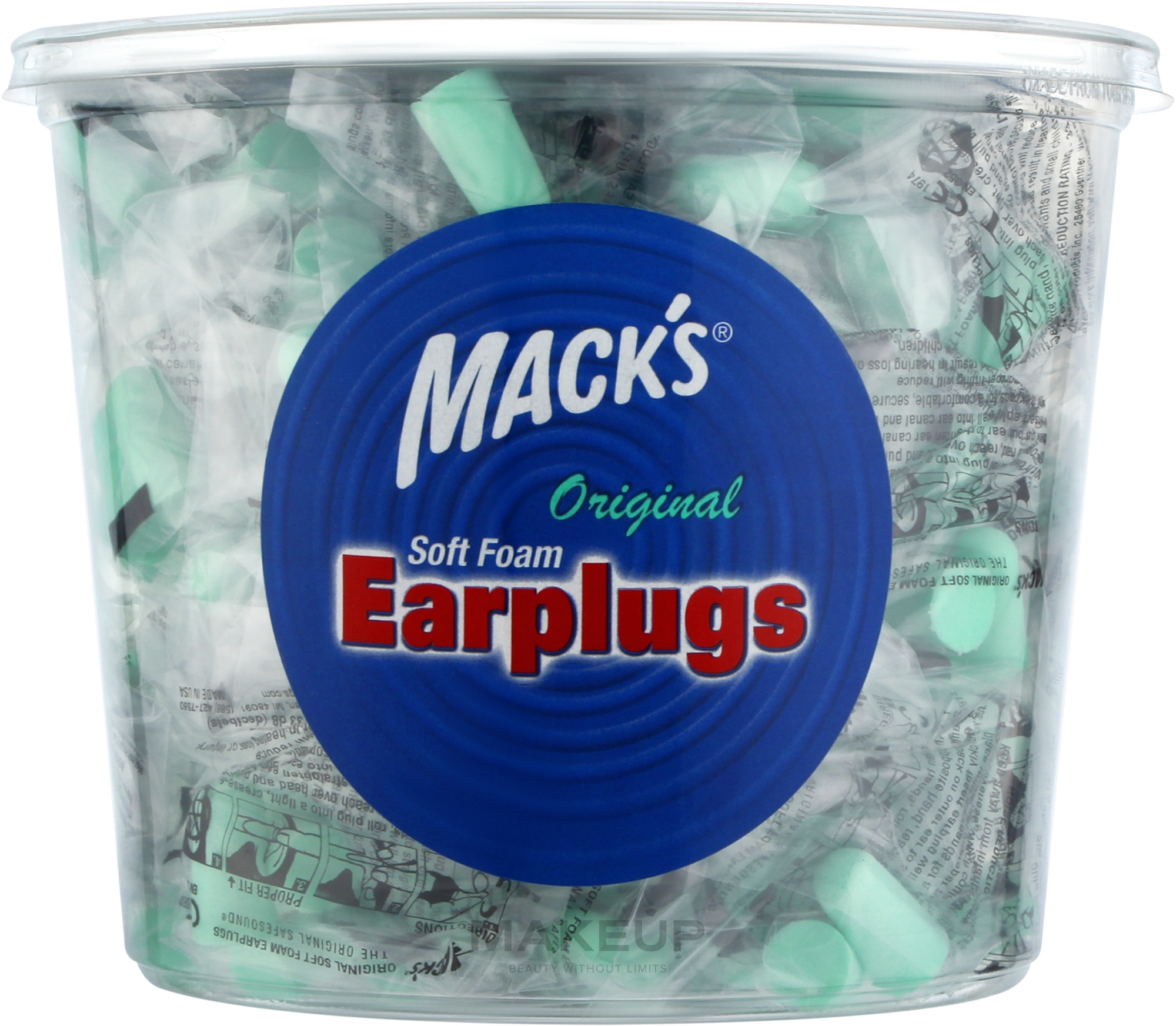 Беруши мягкие #109, защита от шума до 32 Дб - Mack's Original Soft Foam Earplugs — фото 100шт