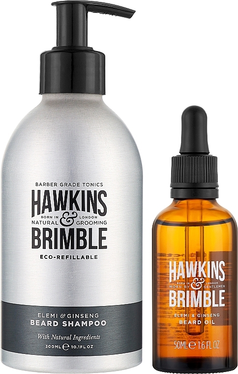 Подарочный набор для бороды - Hawkins & Brimble Beard Gift Box (beard/shm/300ml + oil/50ml) — фото N2