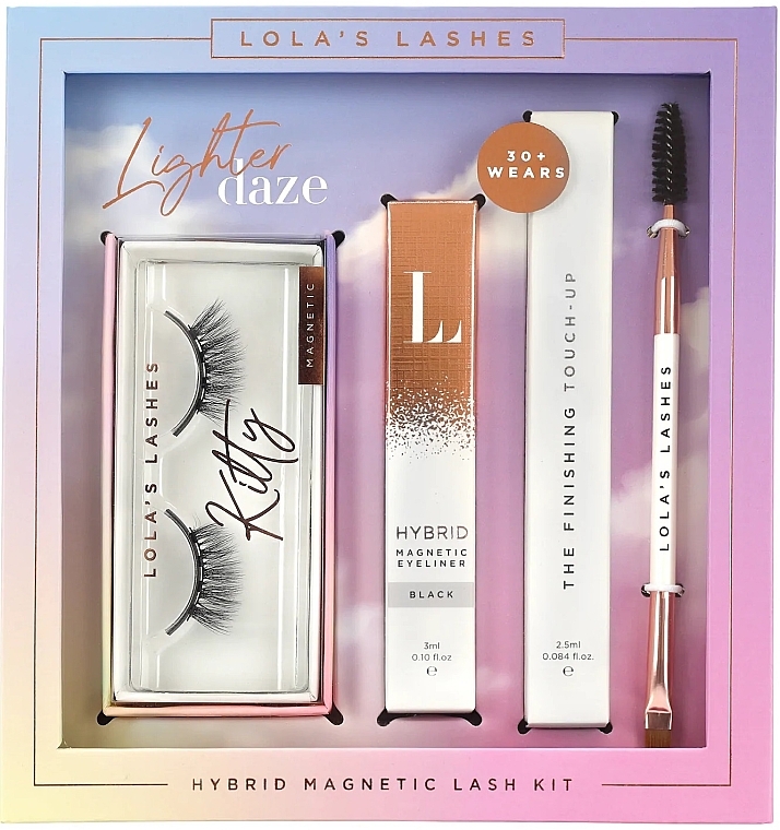 Набор - Lola's Lashes Kitty Hybrid Magnetic Eyelash Kit (eyeliner/3ml + remover/2.5ml + eyelashes/2pcs + brush) — фото N1