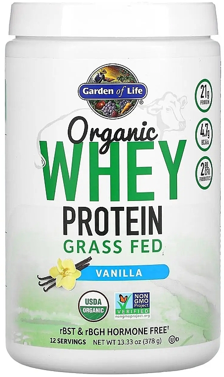 Сывороточный протеин, яблоко - Garden of Life Organic Whey Protein Grass Fed Vanilla — фото N1