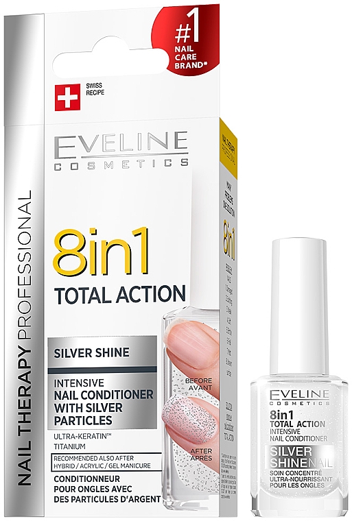 Засіб для відновлення нігтів 8 в 1 - Eveline Cosmetics 8in1 Silver Shine Nail Therapy