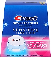 Відбілювальні смужки для зубів - Crest 3DWhitestrips Sensitive + LED Light — фото N1