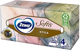 Серветки косметичні чотиришарові, різнокольорове паковання, 80 шт. - Zewa Softis Box — фото N1