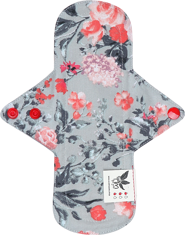 Прокладка для менструації, нормал, 3 краплі, троянди на сірому - Ecotim For Girls — фото N1