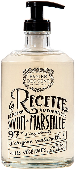 Скляна пляшка - Марсельське рідке мило "Лаванда" - Panier des Sens Liquid Marseille Soap