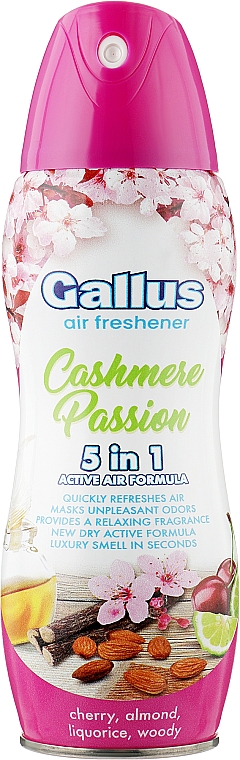 Освіжувач повітря 5 в 1"Кашемірова пристрасть" - Gallus Air Freshener Cashmer Passion