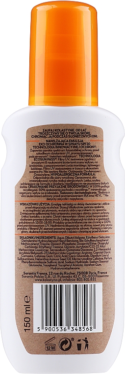 Эмульсия для загара в спрее - Kolastyna Suncare Emulsion Eco SPF 30 — фото N2