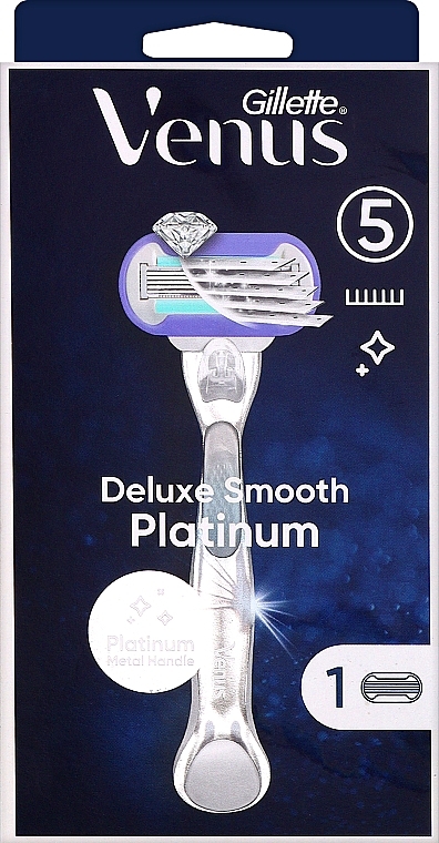 Бритва с 1 сменной кассетой - Gillette Venus Deluxe Smooth Platinum — фото N1