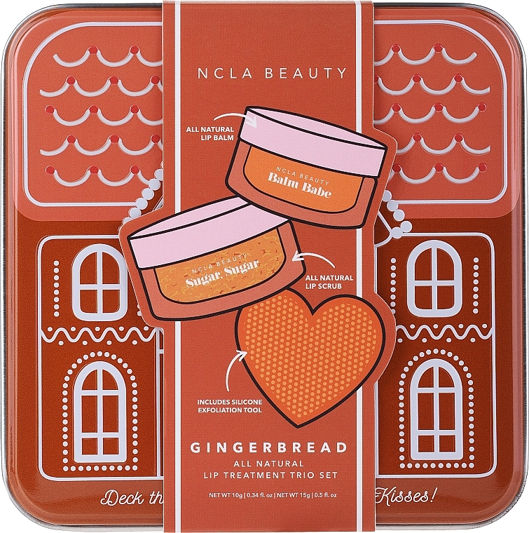 Набор - NCLA Beauty Gingerbread (l/balm/10ml + l/scrub/15ml + massager) — фото N1